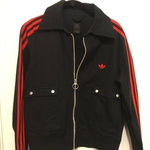 ADIDAS cotton jacket black with red stripes